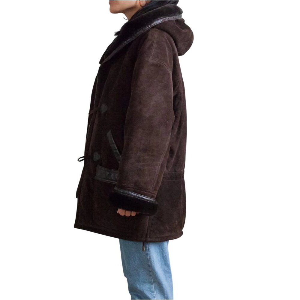 Vintage J Percy for Marvin Richards Women Brown Suede Faux Fur Parka Sz XL 3158 - Picture 5 of 16